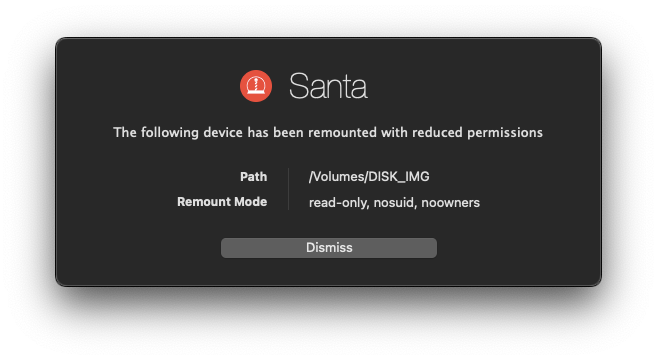 USB blocking notification dialog