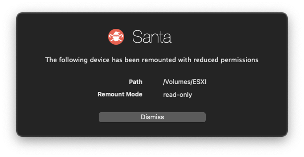 USB blocking notification dialog