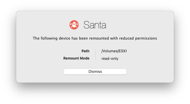 USB blocking notification dialog
