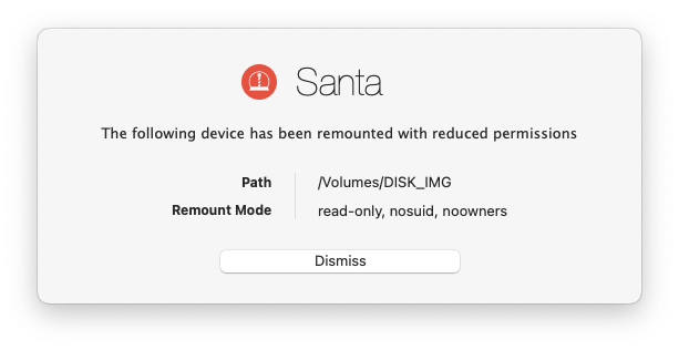 USB blocking notification dialog